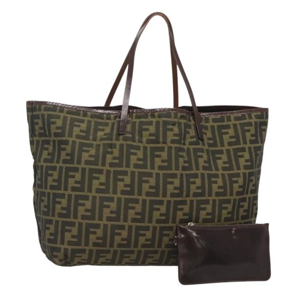 FENDI Zucca Canvas Tote Bag Brown Black - Picture 1 of 15